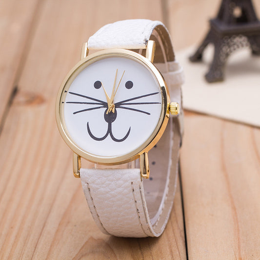 Cute Kitty Face Leather Watch