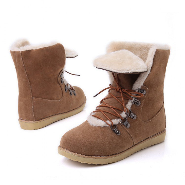 Hot Style Female Lace Up Fur Snow Boots