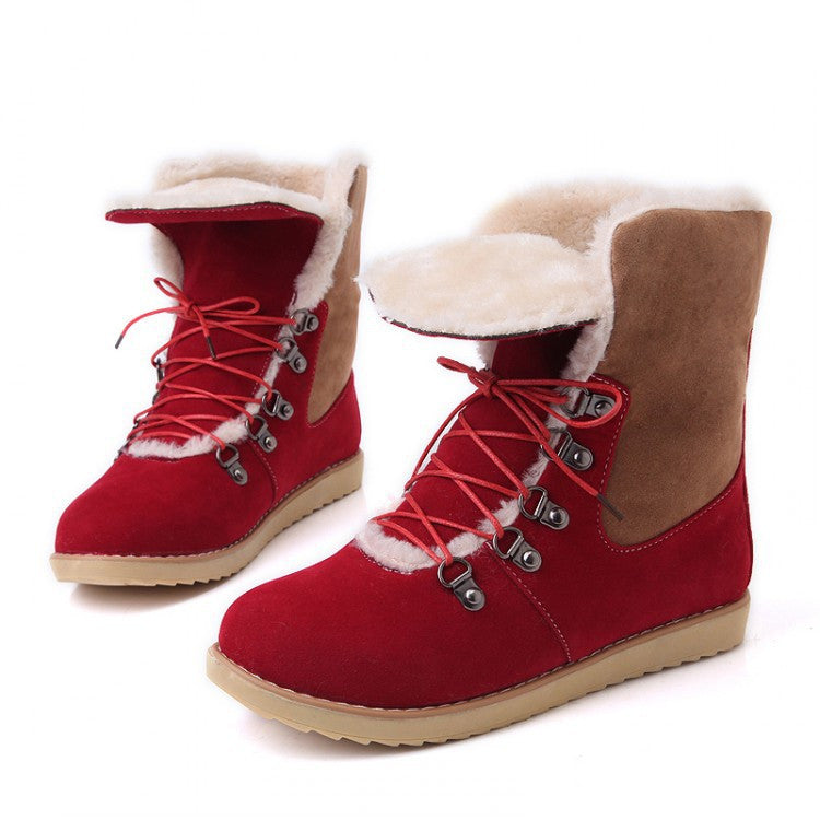 Hot Style Female Lace Up Fur Snow Boots