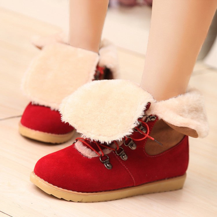 Hot Style Female Lace Up Fur Snow Boots