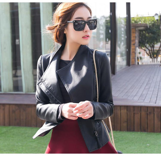 PU Zipper Plus Stand Collar Size Short Jacket