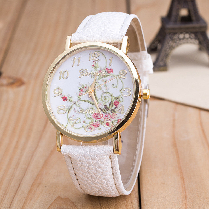 Korea Style Floral Print Watch