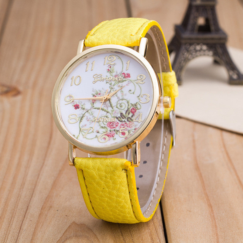 Korea Style Floral Print Watch