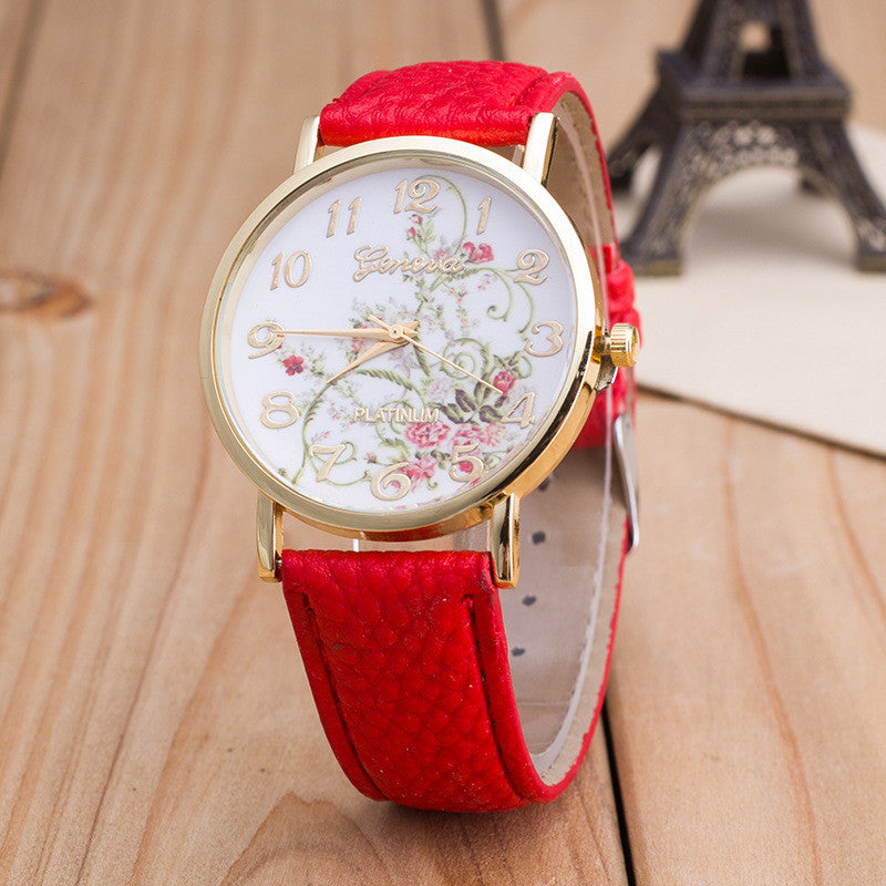 Korea Style Floral Print Watch