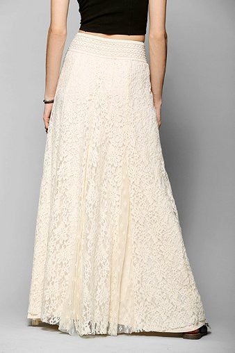 High Waist Hollow Out Lace Long Skirt