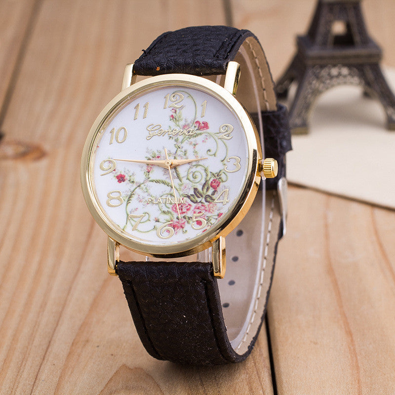 Korea Style Floral Print Watch