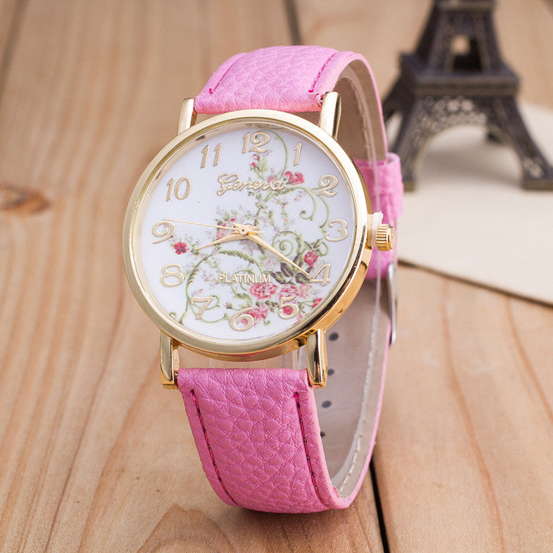 Korea Style Floral Print Watch