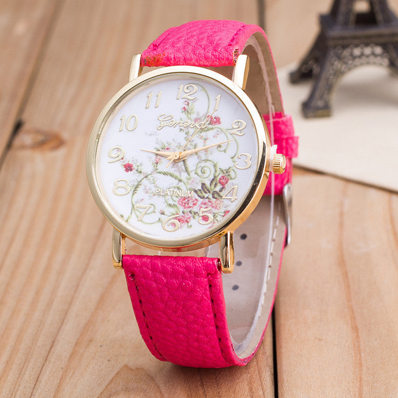 Korea Style Floral Print Watch