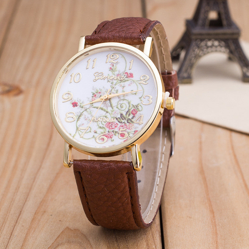 Korea Style Floral Print Watch