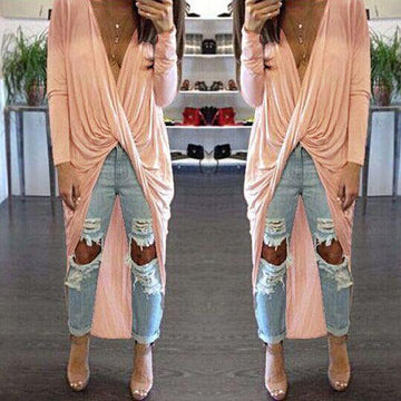 Deep V-neck Bandage Irregular Long Dress
