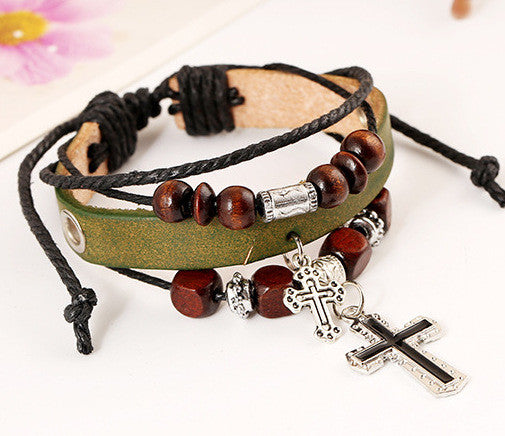 Cross Multilayer Leather Bracelet