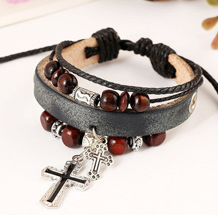 Cross Multilayer Leather Bracelet