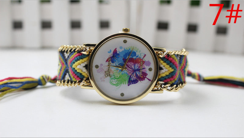 Color Matching Spinning Butterfly Flower Print Watch