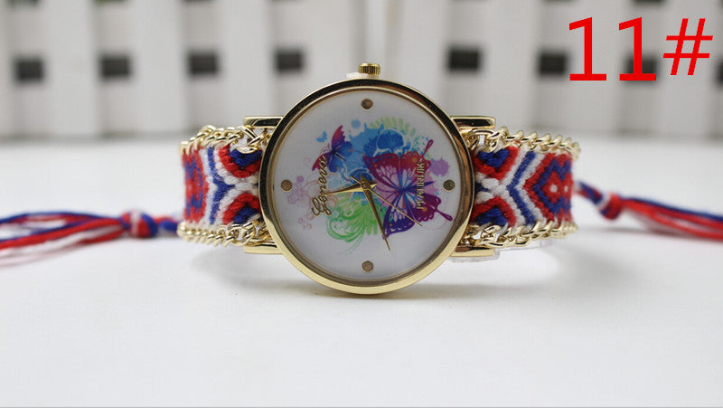 Color Matching Spinning Butterfly Flower Print Watch