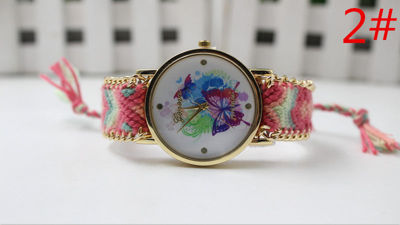 Color Matching Spinning Butterfly Flower Print Watch