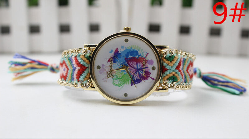 Color Matching Spinning Butterfly Flower Print Watch