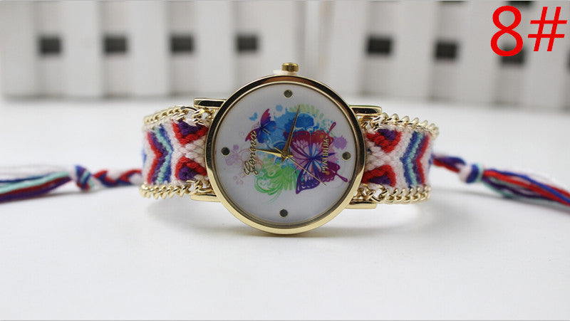 Color Matching Spinning Butterfly Flower Print Watch