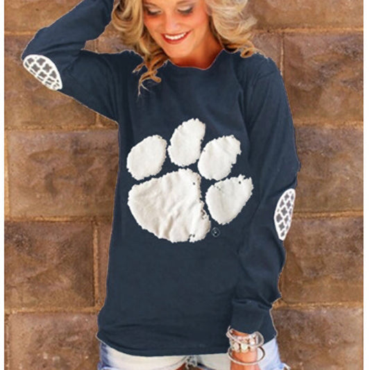 Bear's-Paw Print Long Sleeves Blouse