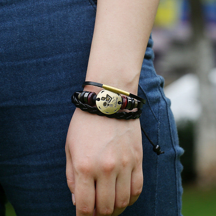 Aquarius Constellation Woven Leather Bracelet