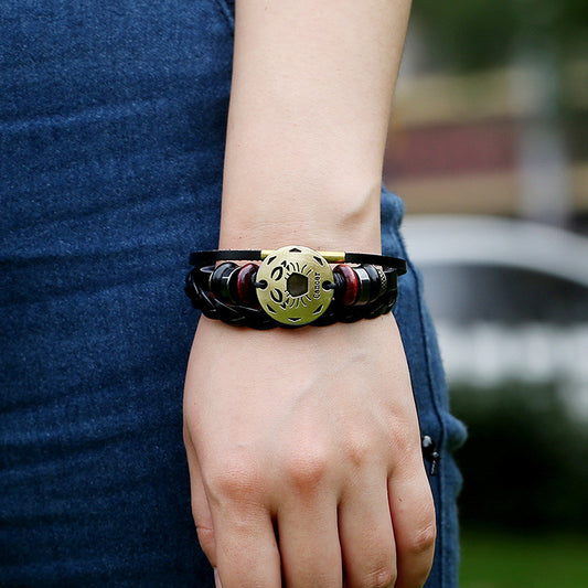 Cancer Constellation Woven Leather Bracelet