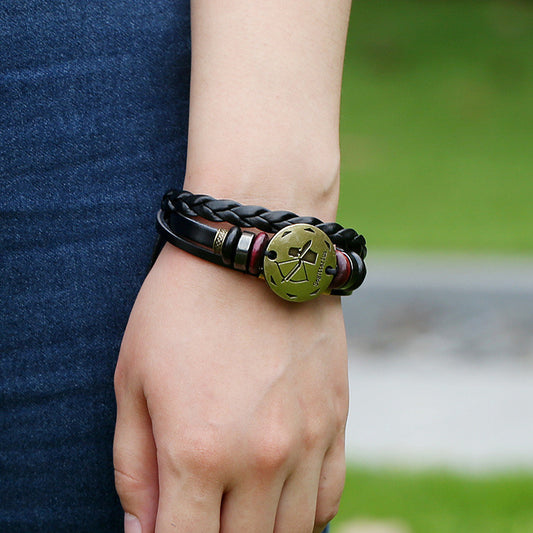 Sagittarius Constellation Woven Leather Bracelet