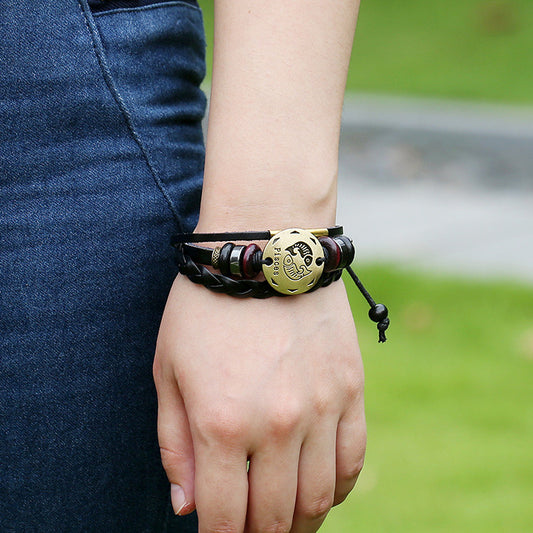 Pisces Constellation Woven Leather Bracelet