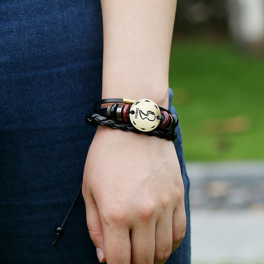 Leo Constellation Woven Leather Bracelet