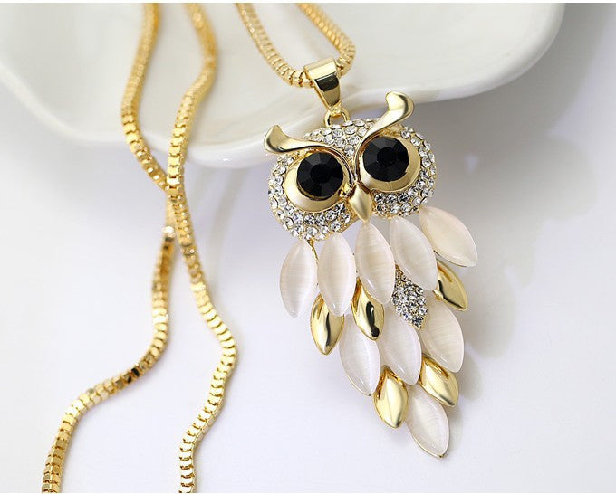 Upscale Owl Sweater Chain Europe Fashion Pendant Necklace 