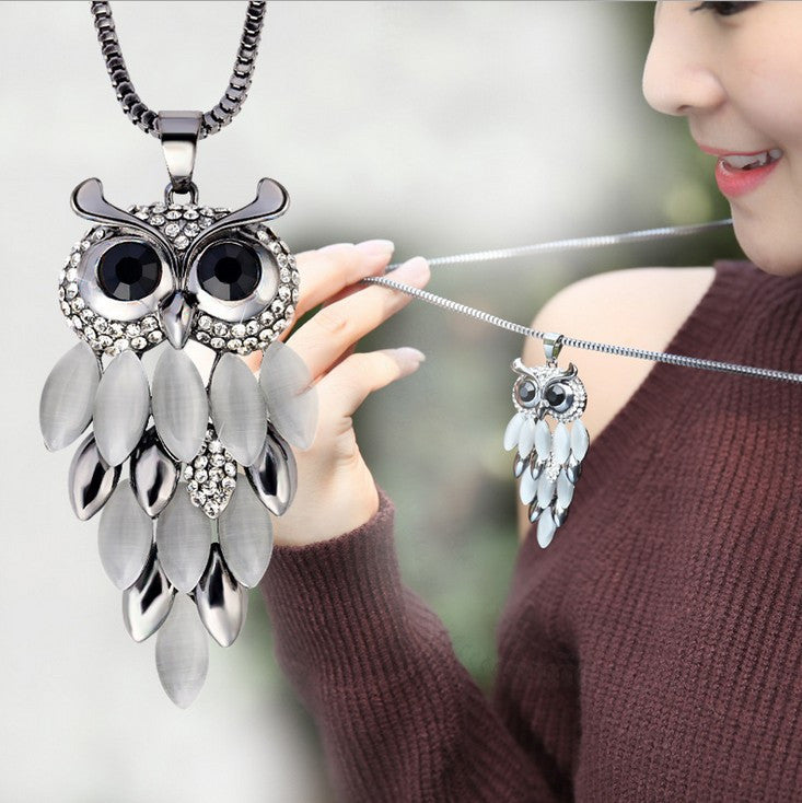 Upscale Owl Sweater Chain Europe Fashion Pendant Necklace 