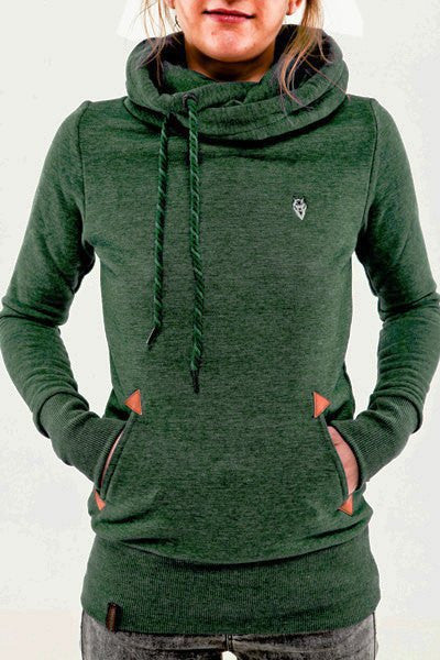 Embroidered Pocket Pure Color Womens Hoodie - Meet Yours Fashion - 5