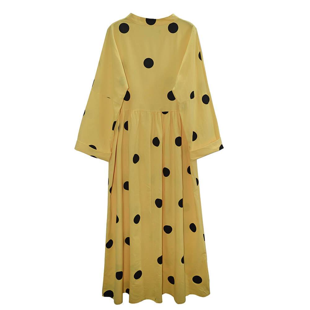 Retro Polka Dots Empire Waist Long Dress