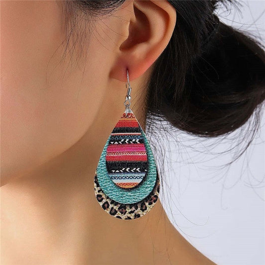 Leopard Multi-Patterned Teardrop Earrings