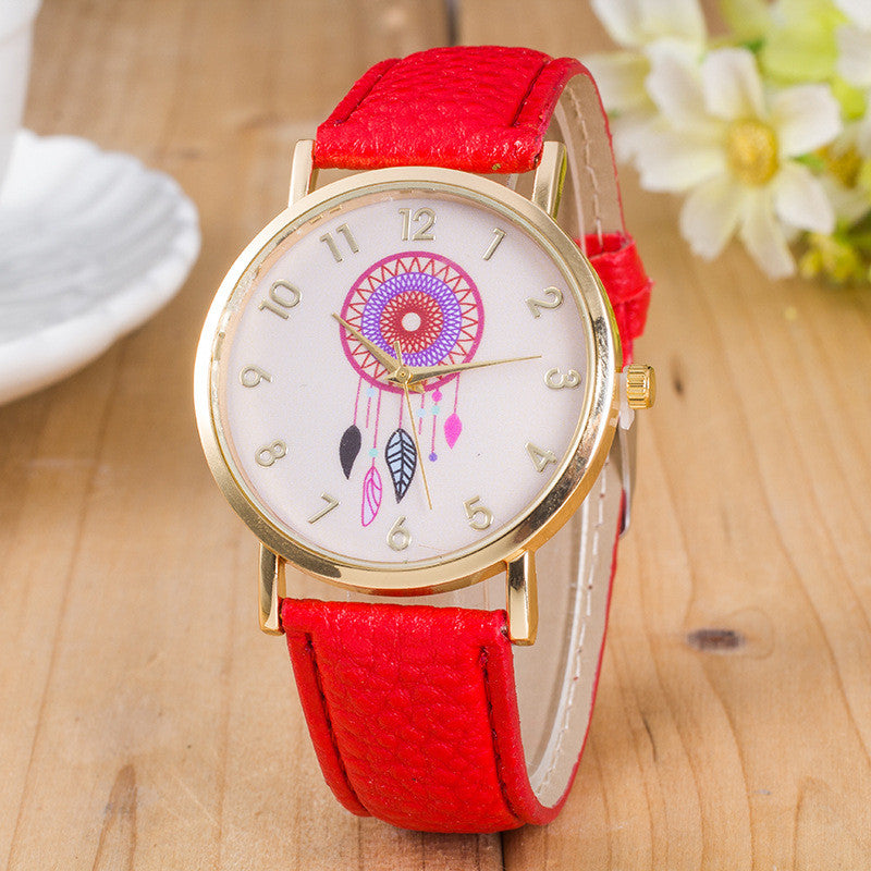 Classic Dreamcatcher Print Leather Watch