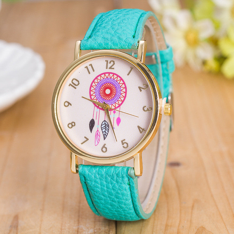 Classic Dreamcatcher Print Leather Watch