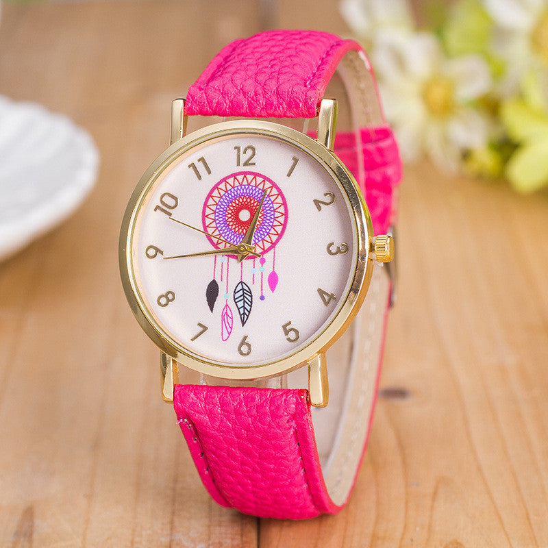 Classic Dreamcatcher Print Leather Watch