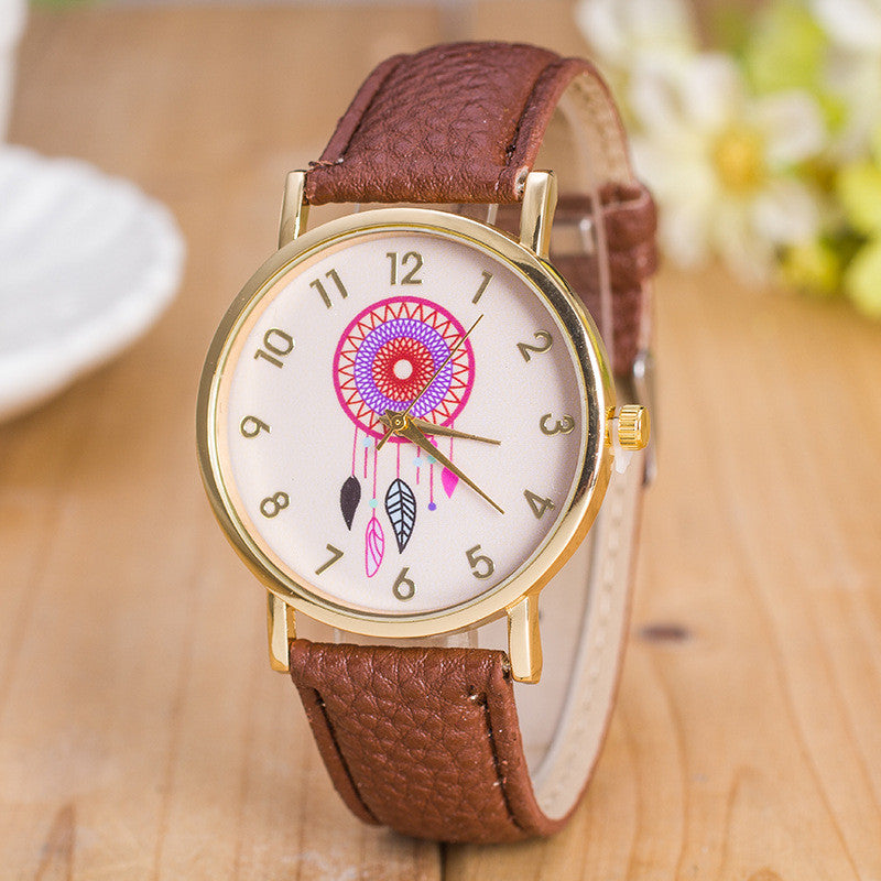 Classic Dreamcatcher Print Leather Watch