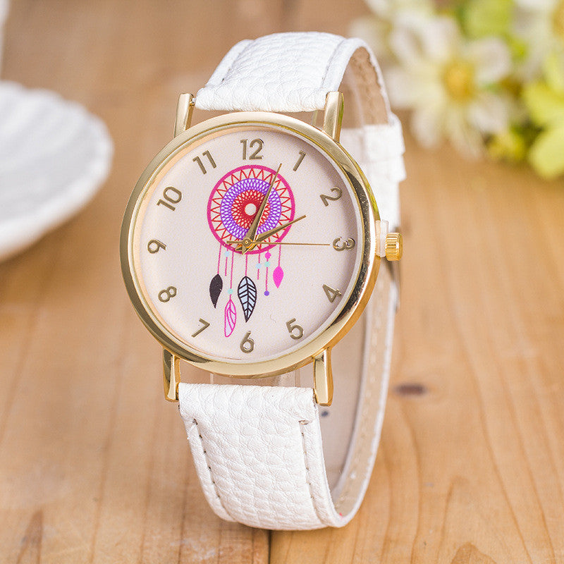 Classic Dreamcatcher Print Leather Watch