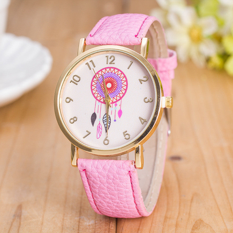 Classic Dreamcatcher Print Leather Watch