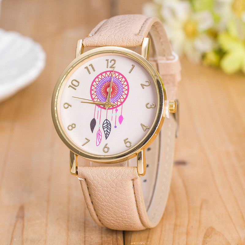 Classic Dreamcatcher Print Leather Watch