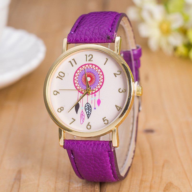 Classic Dreamcatcher Print Leather Watch