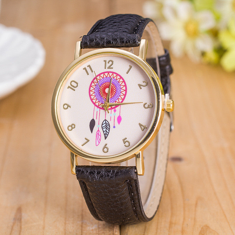 Classic Dreamcatcher Print Leather Watch