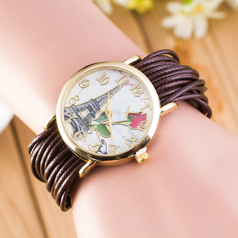 National Style Woven Rose Tower Watch