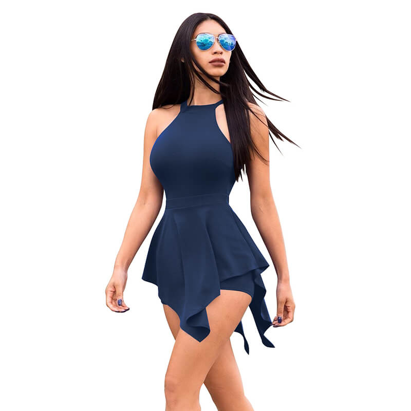 Cutout Cold Shoulder Romper Dress