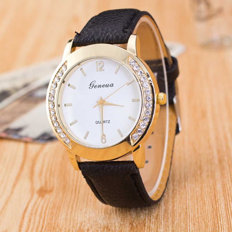 Classic Crystal Leather Watch