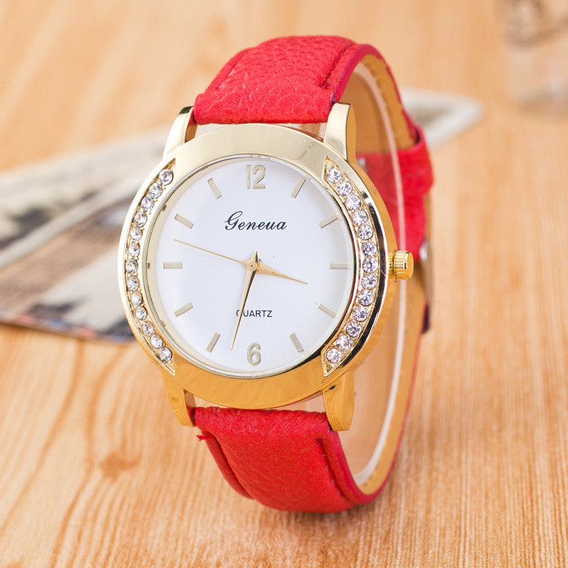 Classic Crystal Leather Watch