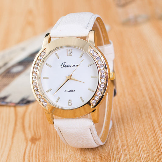 Classic Crystal Leather Watch