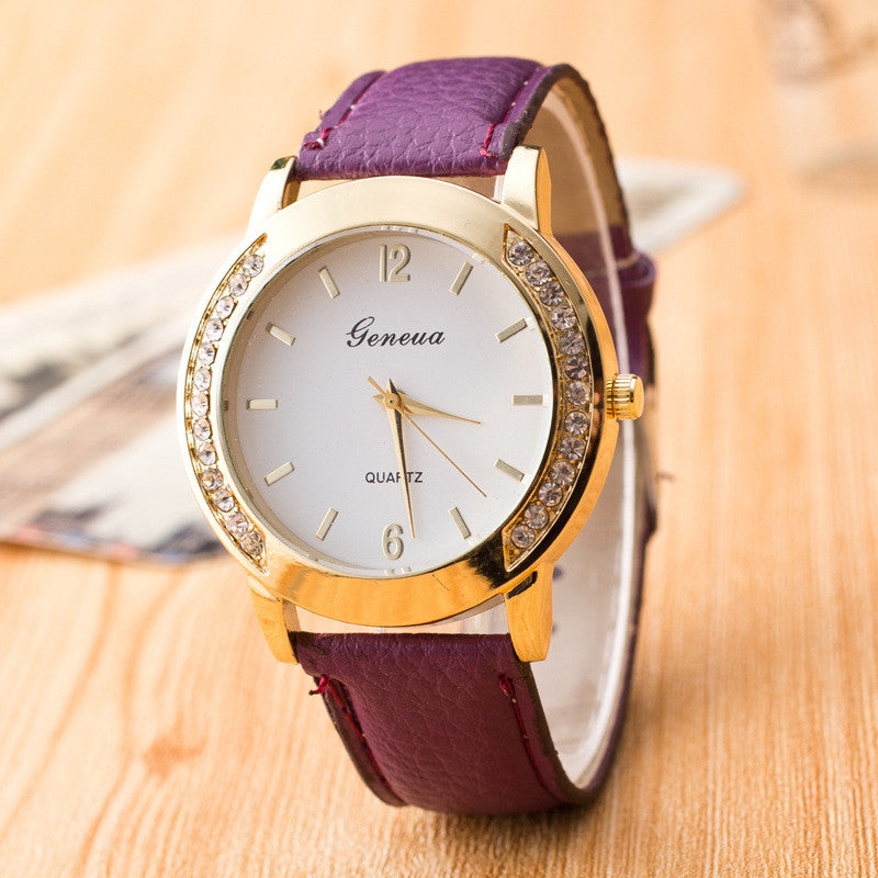 Classic Crystal Leather Watch