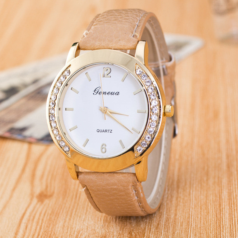 Classic Crystal Leather Watch