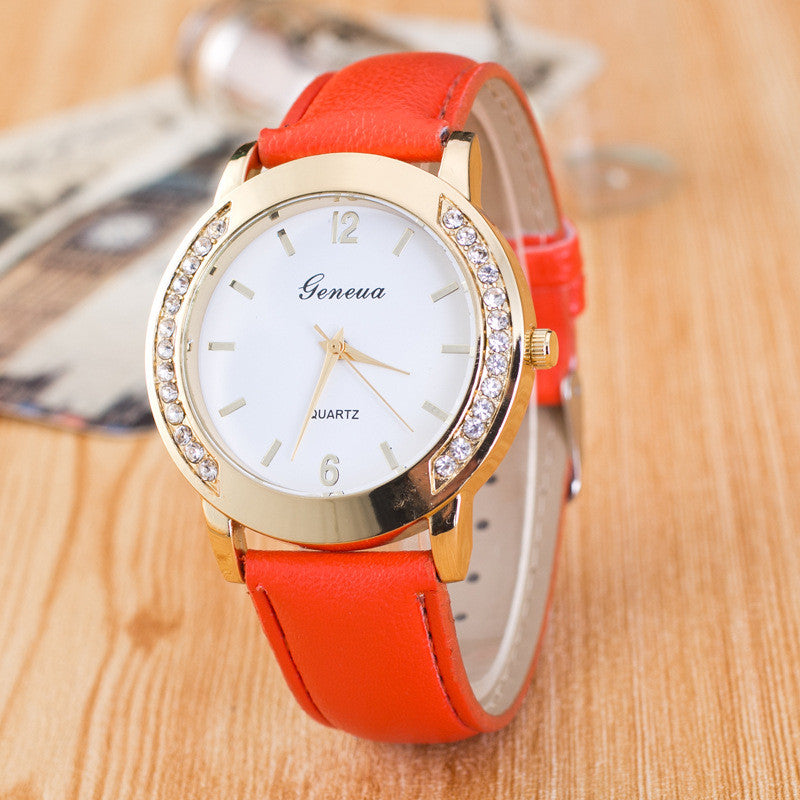 Classic Crystal Leather Watch