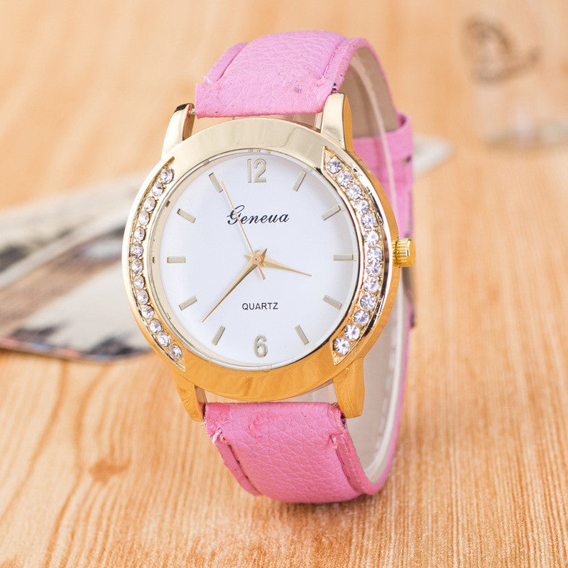 Classic Crystal Leather Watch